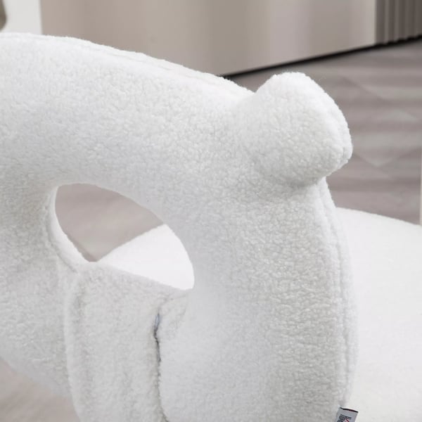 HOMCOM Kontorstol Hvid, Teddy Fleece Skrivebordsstol, Justerbar Drejestol, Ergonomisk Kontorstol til Hjemmekontoret, 120kg Kapacitet