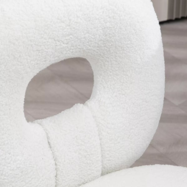 HOMCOM Kontorstol Hvid, Teddy Fleece Skrivebordsstol, Justerbar Drejestol, Ergonomisk Kontorstol til Hjemmekontoret, 120kg Kapacitet