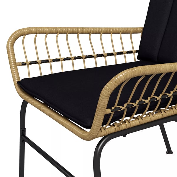 Outsunny 3-delt Rattan Loungesæt m. 2 stole & glasbord - Sort/Natur