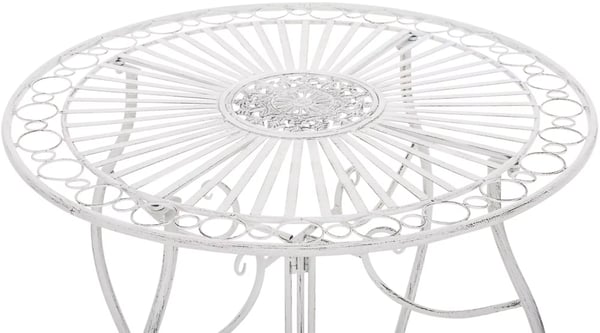 Indra Antik Hvid Metal Have Bistro Bord, 70x70x72cm