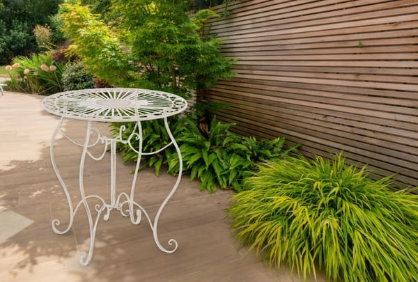 Antikt cremefarvet metal Indra bord - Elegant have bistro terrasse møbler, 70x70x72cm