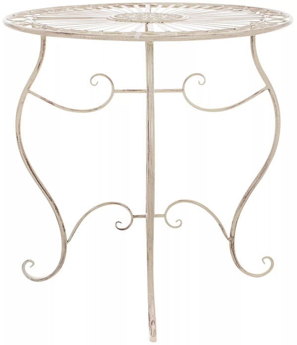 Antikt cremefarvet metal Indra bord - Elegant have bistro terrasse møbler, 70x70x72cm