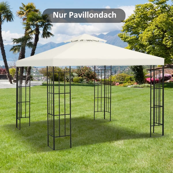 Outsunny Erstatningstag til Pavillon, 3x3m, Cremefarvet Polyester, Vejrbestandigt