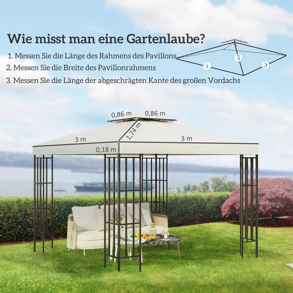Outsunny Erstatningstag til Pavillon, 3x3m, Cremefarvet Polyester, Vejrbestandigt