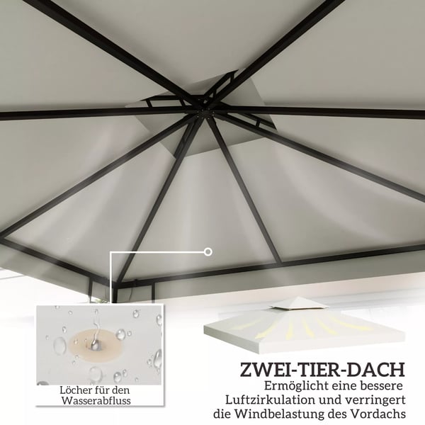 Outsunny Erstatningstag til Pavillon, 3x3m, Cremefarvet Polyester, Vejrbestandigt