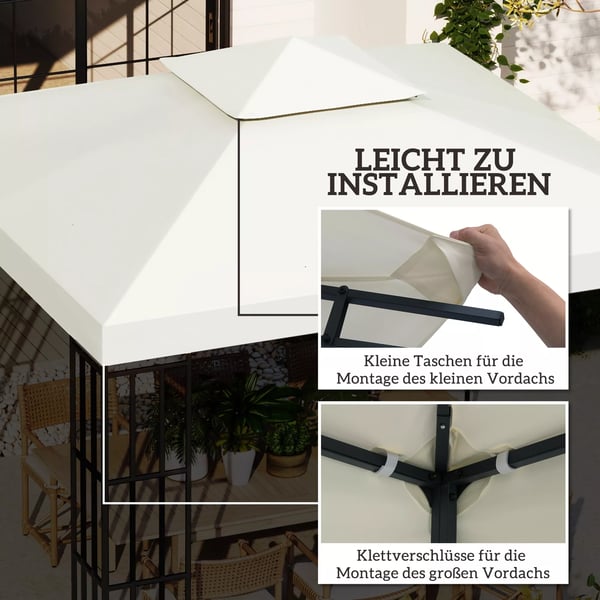 Outsunny Erstatningstag til Pavillon, 3x3m, Cremefarvet Polyester, Vejrbestandigt