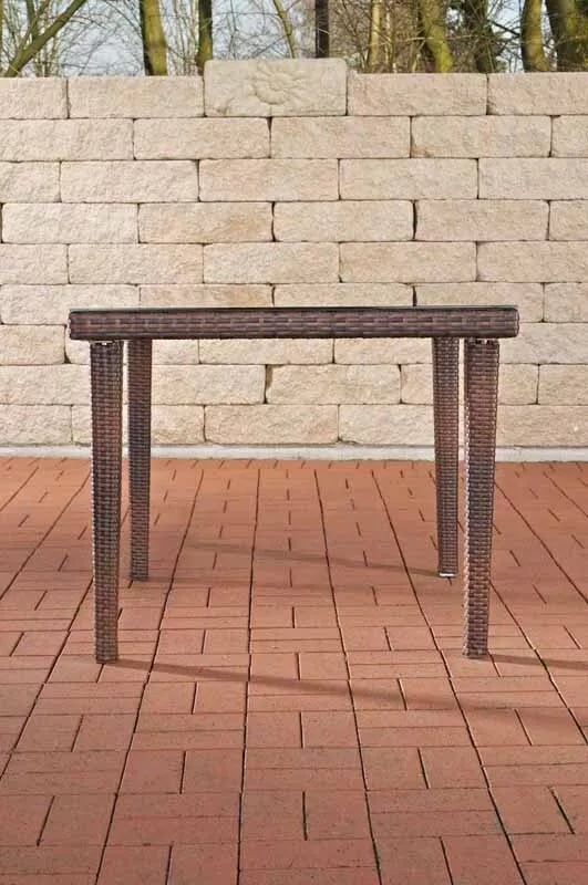 Bari 100x100cm Poly Rattan Havebord med Aluminiumsstel - Heather Brown