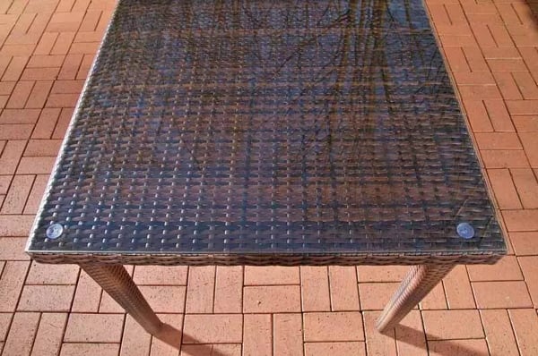 Bari 100x100cm Poly Rattan Havebord med Aluminiumsstel - Heather Brown