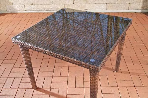 Bari 100x100cm Poly Rattan Havebord med Aluminiumsstel - Heather Brown