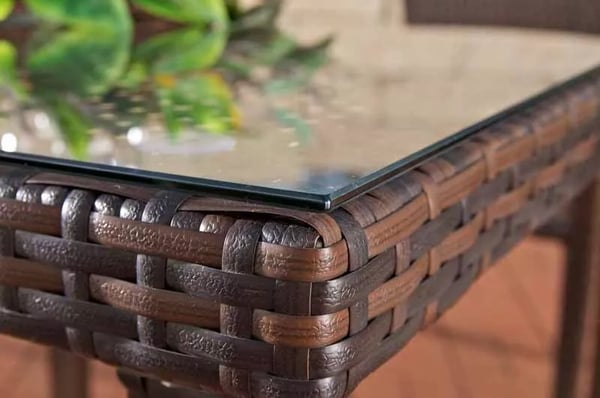 Bari 100x100cm Poly Rattan Havebord med Aluminiumsstel - Heather Brown