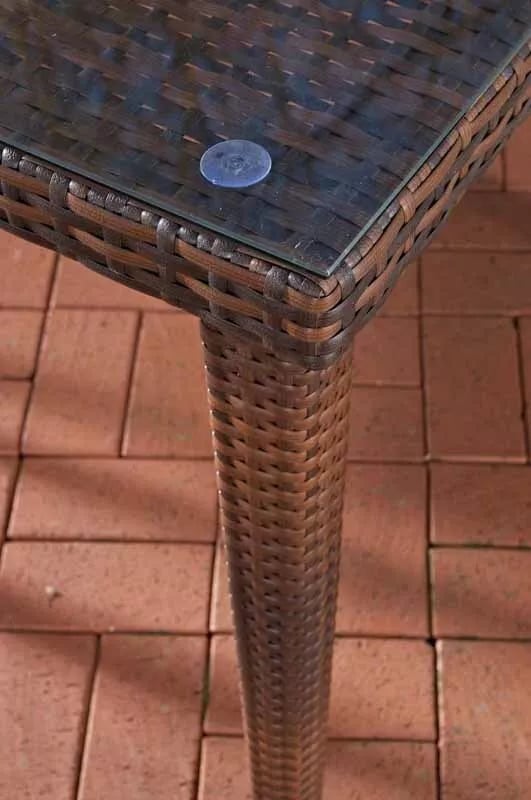Bari 100x100cm Poly Rattan Havebord med Aluminiumsstel - Heather Brown