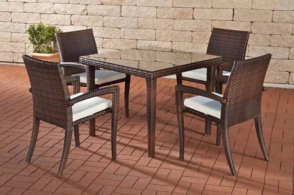 Bari 100x100cm Poly Rattan Havebord med Aluminiumsstel - Heather Brown