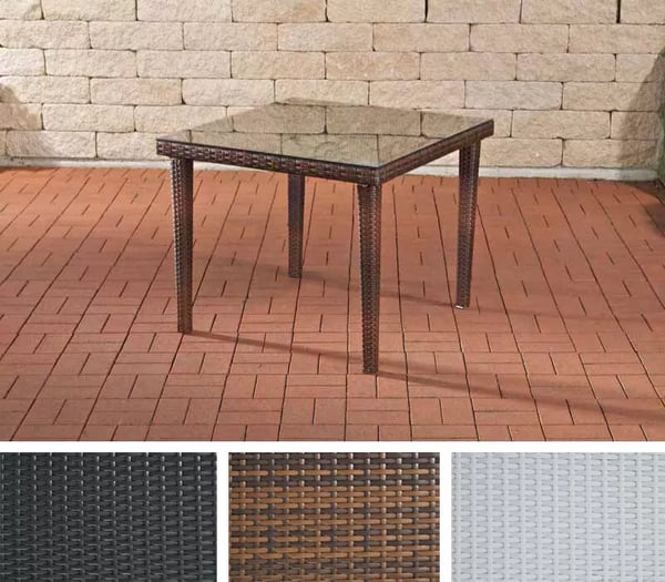 Bari 100x100cm Poly Rattan Havebord med Aluminiumsstel - Heather Brown