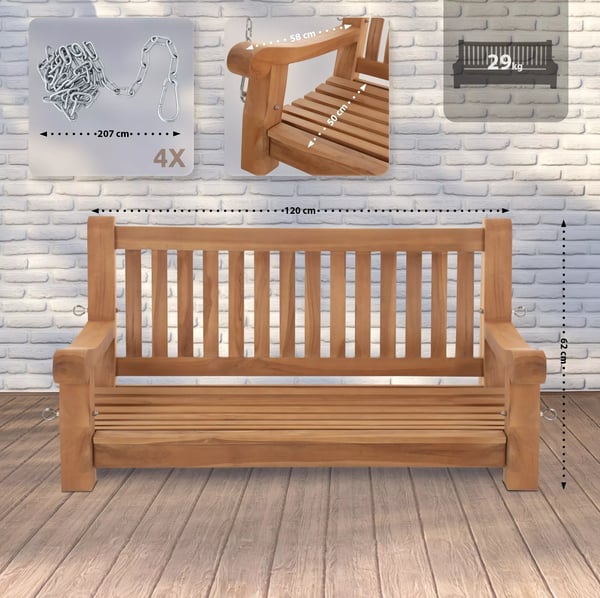 Joyce Teak Træ Gyngesofa 120 cm
