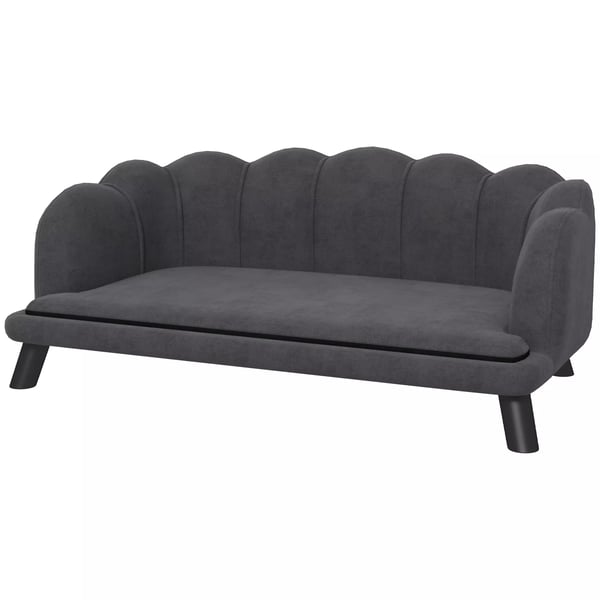 PawHut Luksus hundesofa med ryglæn og træben, mørkegrå, 98,5x60,5x35,5 cm