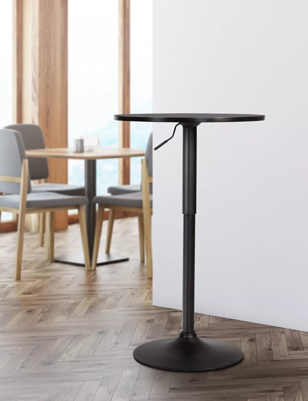 Lamoni Justerbart Rundt Barbord - Sort Træplade, Metalbase (60 cm Diameter)