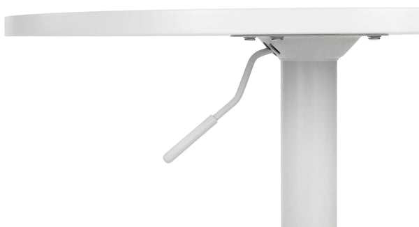 Lamoni Justerbart Rundt Barbord - Hvid Træplade, Metalbase, 60 cm Diameter, 85-106 cm Højde