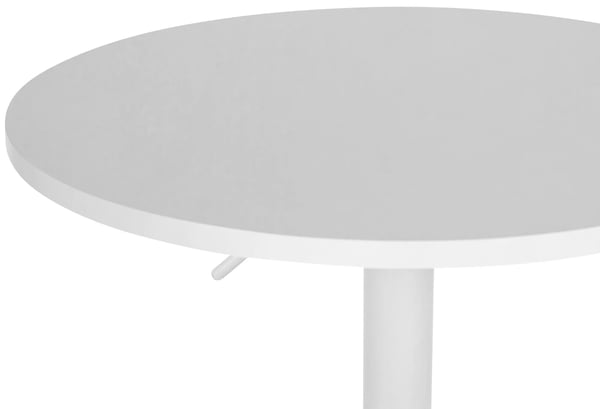 Lamoni Justerbart Rundt Barbord - Hvid Træplade, Metalbase, 60 cm Diameter, 85-106 cm Højde