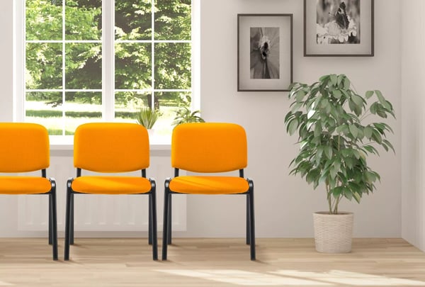 Ken Stof Besøgsstol - Orange, Mat Sort Metalramme