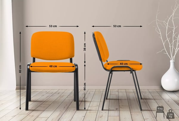 Ken Stof Besøgsstol - Orange, Mat Sort Metalramme