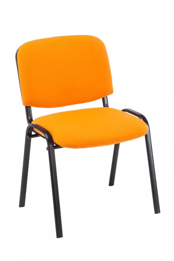 Sæt med 4 Ken orange stof gæstestole med mat sort metalstel