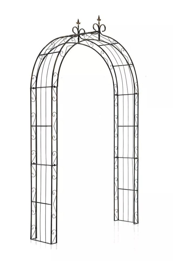 Rosbåge Sun - Robust spaljé i metall för klätterväxter, bronsfinish, 148 cm bred, 260 cm hög