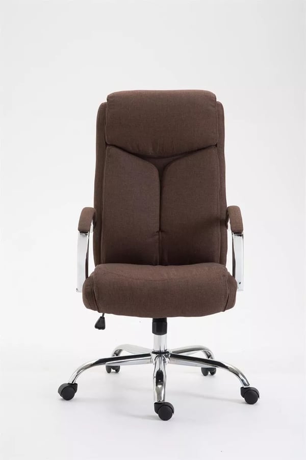 XL Kontorstol Vaud Stof Brun, Kraftig, Krom-look Metalramme, Ergonomisk, 140 kg Kapacitet