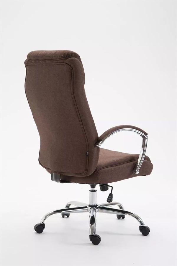 XL Kontorstol Vaud Stof Brun, Kraftig, Krom-look Metalramme, Ergonomisk, 140 kg Kapacitet