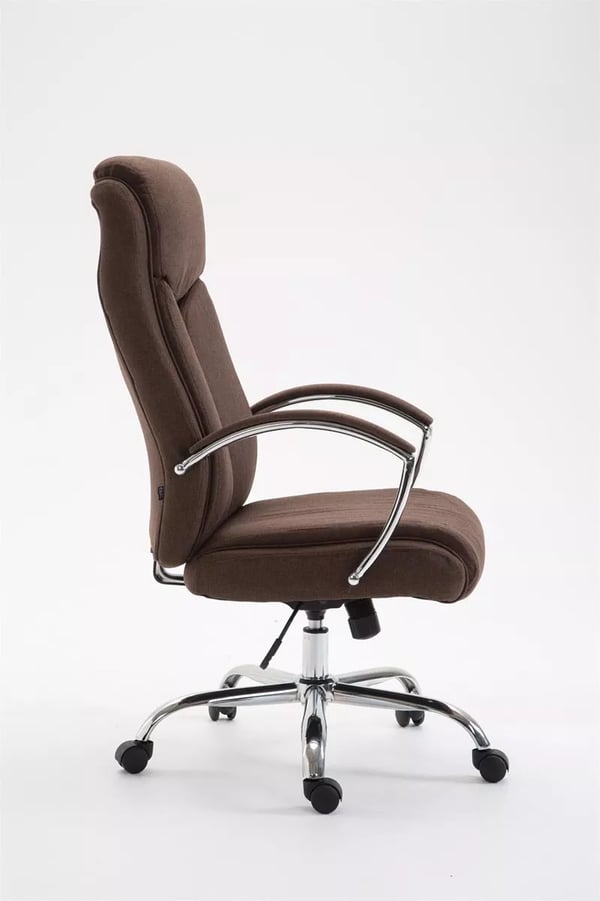 XL Kontorstol Vaud Stof Brun, Kraftig, Krom-look Metalramme, Ergonomisk, 140 kg Kapacitet