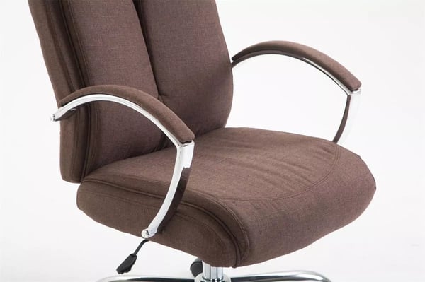 XL Kontorstol Vaud Stof Brun, Kraftig, Krom-look Metalramme, Ergonomisk, 140 kg Kapacitet