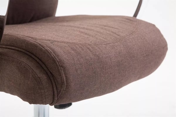 XL Kontorstol Vaud Stof Brun, Kraftig, Krom-look Metalramme, Ergonomisk, 140 kg Kapacitet