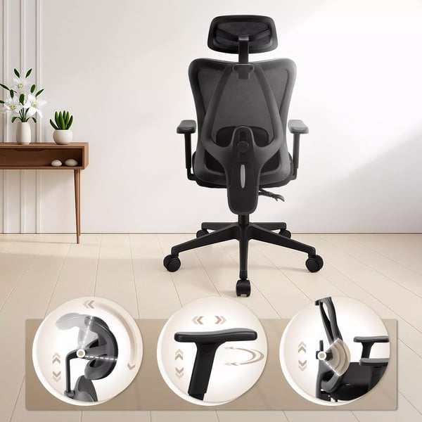 Työtuoli Elisha, musta kangas, säädettävä, ergonominen