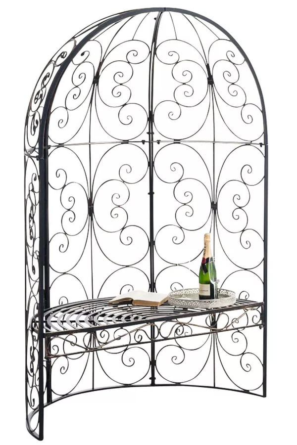 Rosie Halv Pavillon med Bænk - Bronze Metal Have Espalier Lysthus - 178cm Højde