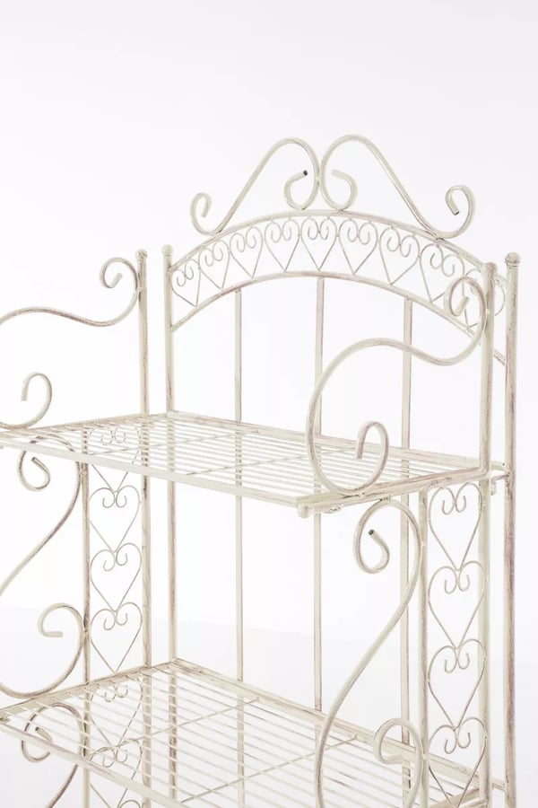 Antje antiikkikermanvärinen metallihyllykkö, maalaisromanttinen, 153cm