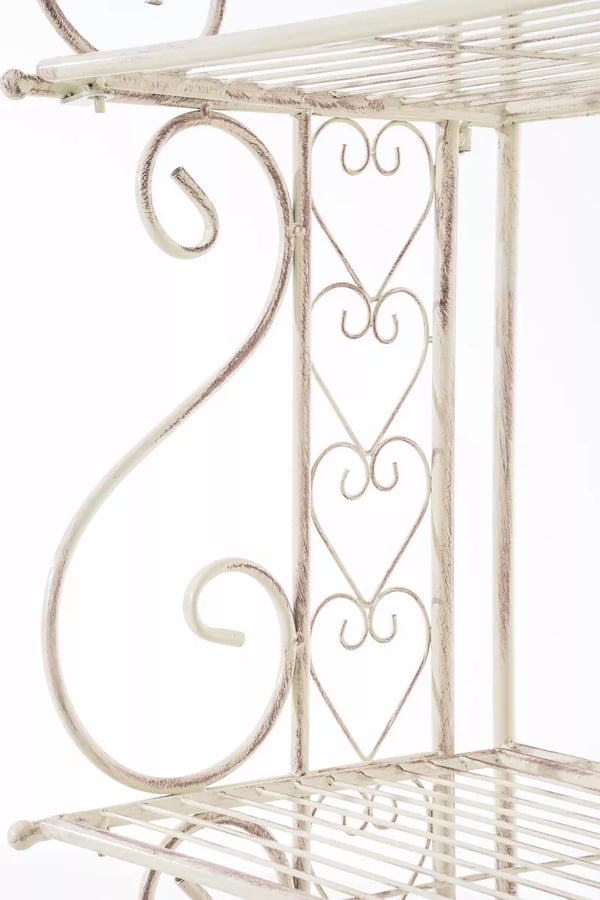 Antje antiikkikermanvärinen metallihyllykkö, maalaisromanttinen, 153cm