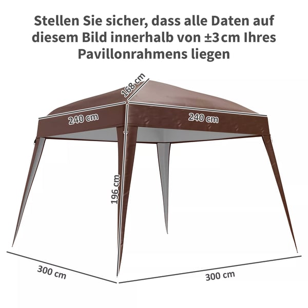 Outsunnyvaihtokatto huvimajalle 3x3m, kahvi, polyesteri
