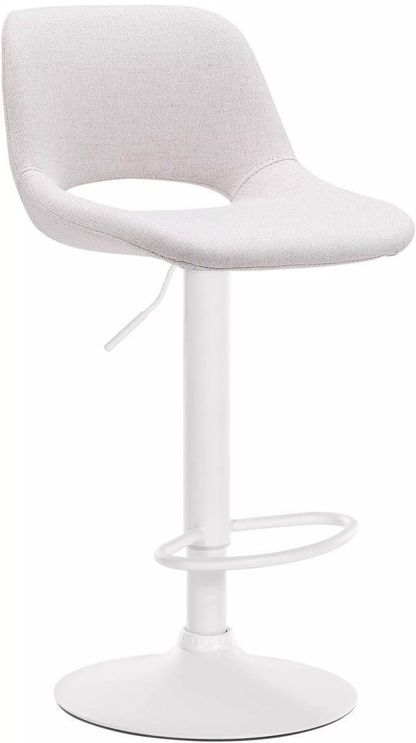 Camden Cremefarvet Barstol i Stof, Justerbar Højde, Drejefunktion, Polstret Sæde, Fodstøtte, Metalstel (60-81cm Sædehøjde)