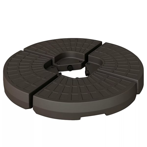 Outsunny 4-delt Parasolfod, HDPE, Kaffe - 100x100x10,5 cm