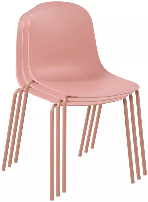 Sæt med 2 Hardin stabelbare plastikstole med metalstel, pink