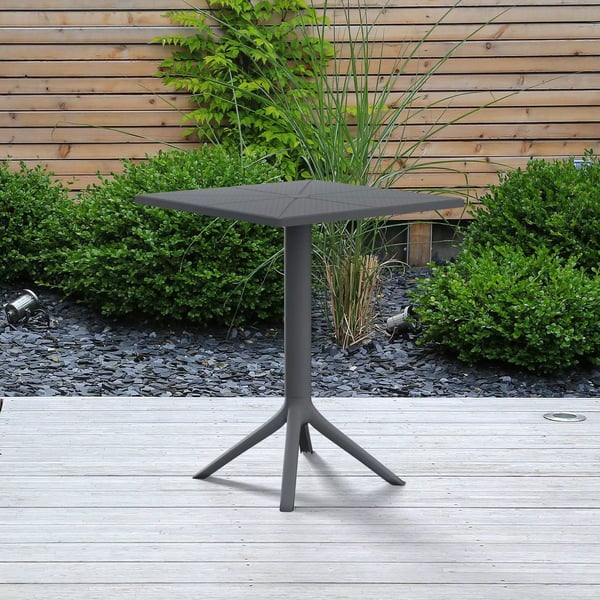 Nuvela Mørkegrå Plast Bistrobord - 60x60 cm Udendørs/Indendørs, UV-resistent