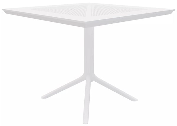 Lenval 80x80cm Hvid Plastikbord med Aluminiumsstel til Indendørs/Udendørs Brug
