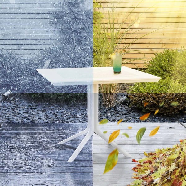 Lenval 80x80cm Hvid Plastikbord med Aluminiumsstel til Indendørs/Udendørs Brug