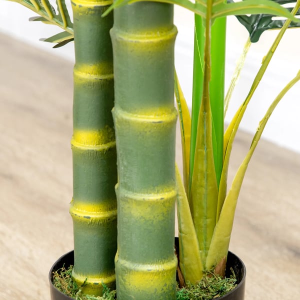 HOMCOM Kunstig Palme, PEVA/PE/PP/Cement, 150cm, Grøn, Indendørs Plante med Cementfyldning