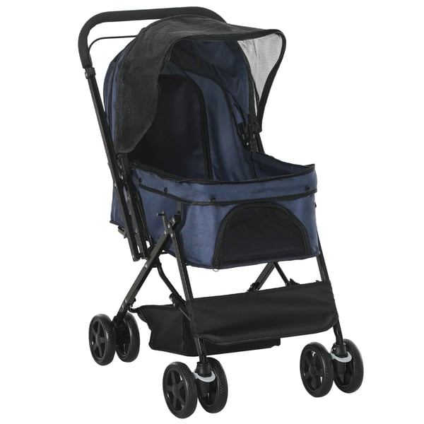 PawHut Kæledyrsvogn i Oxford Polstret Polyester, Blå - Til Små Hunde & Katte, 76,5x52x95cm
