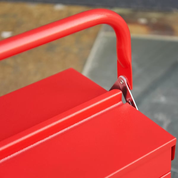 Værktøjskasse Værktøjskuffert Værktøjskiste 5 Rum Foldbar Stål (SPCC) Rød 57 x 21 x 41 cm