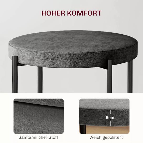 HOMCOM 4-pack stapelbara matstolar mörkgrå sammet polyester metall