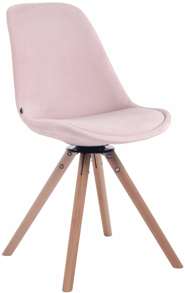 Troyes Rosa Sammet Matsalsstol med Trä 4-bens Svängbar Bas, Modern & Bekväm