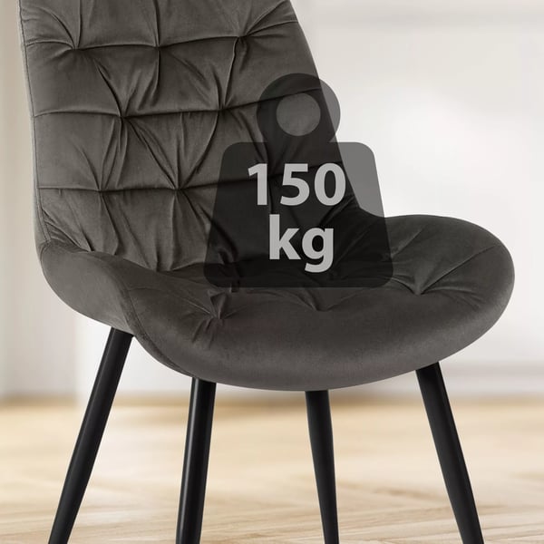 Rossford Ruokapöydän Tuoli - Anthracite Sametti, Mattamusta Metalli
