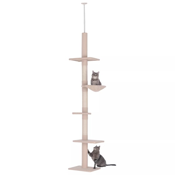 PawHut Kissapuu Kattoon Kiinnitettävä Beige Sisalilla 40x34x230-260cm