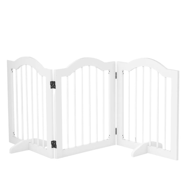 PawHut Hundegitter, 3-leddelt, hvidt, MDF/træ, 154,5x29,5x61 cm